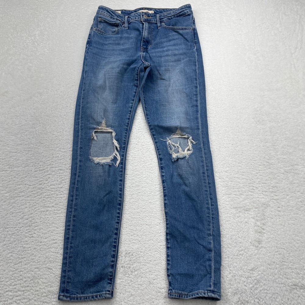 Levi's Premium 721‎ High Rise Skinny Jeans Ripped Distressed Women's Size 28